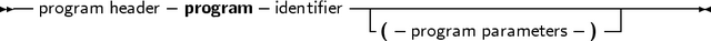 -- program header -program - identifier--|-----------------------------
                                  -(- program parameters-) --
     